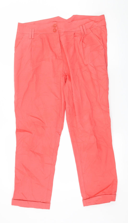 Womens UK Size 10 Topshop Regular Fit Pink Trousers