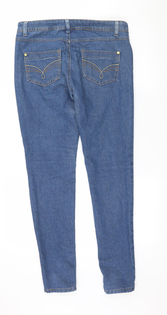 Denim & Co. Womens Blue Denim Skinny Jeans Size 10 L30 in