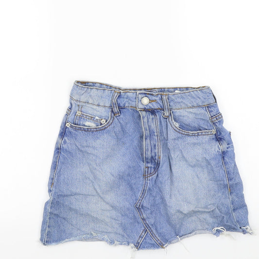 Bershka Womens Blue A-Line Skirt Size 4