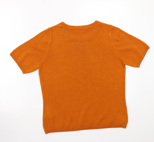 Classics Womens Orange Basic T-Shirt Size 10