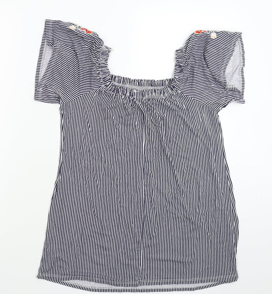 George Womens Blue Striped Basic T-Shirt Size 8