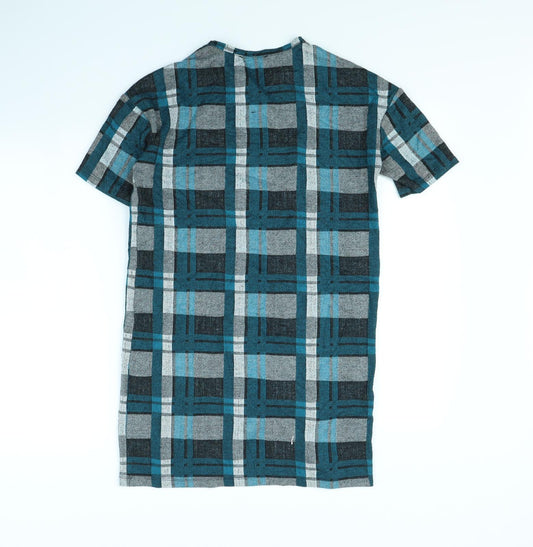 Select Womens Green Check T-Shirt Dress Size 6