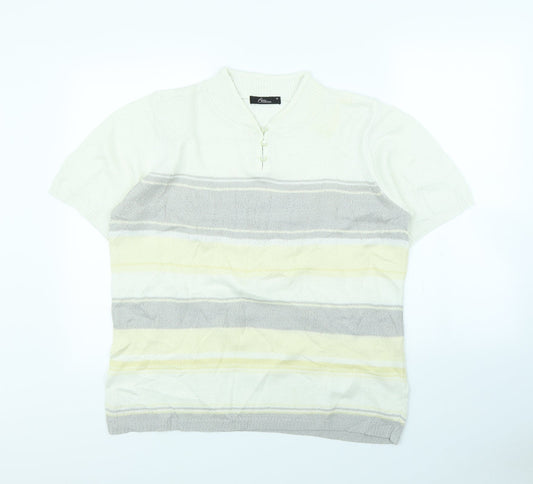 Bonmarché Womens White Striped Basic Tank Size M