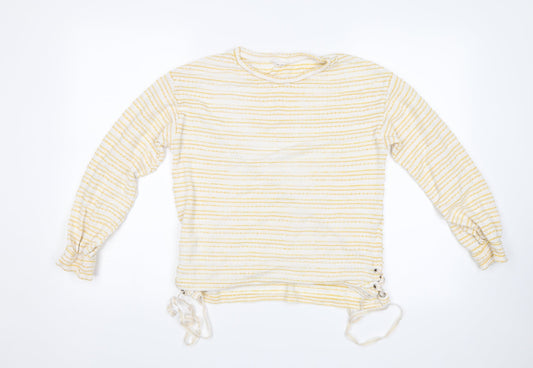 Matalan Womens Yellow Striped Pullover Jumper Size 10