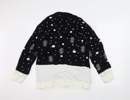 Preworn Mens Black Knit Pullover Jumper Size S - Christmas Jumper
