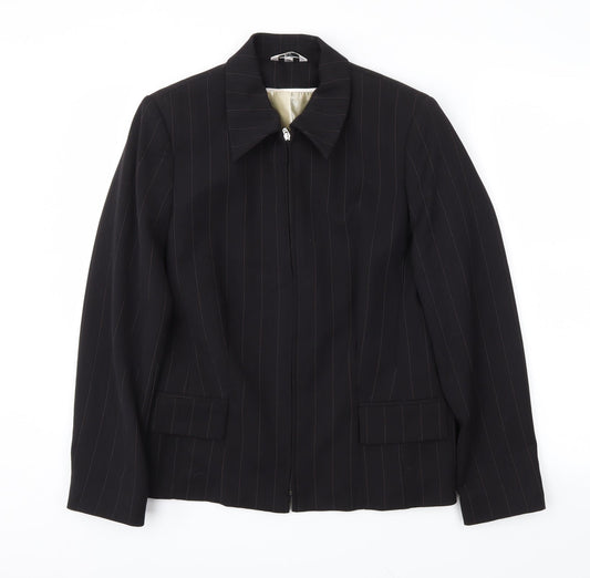 Klass Womens Black Striped Jacket Blazer Size 14
