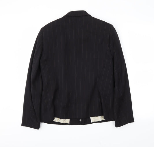 Klass Womens Black Striped Jacket Blazer Size 14