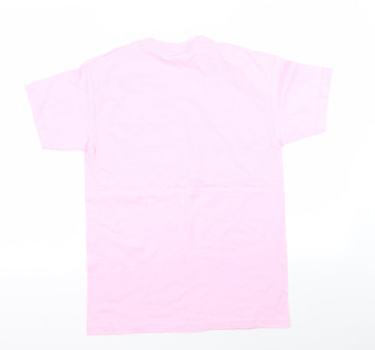 Womens UK Size S Fruit of the Loom Pink Basic T-Shirt