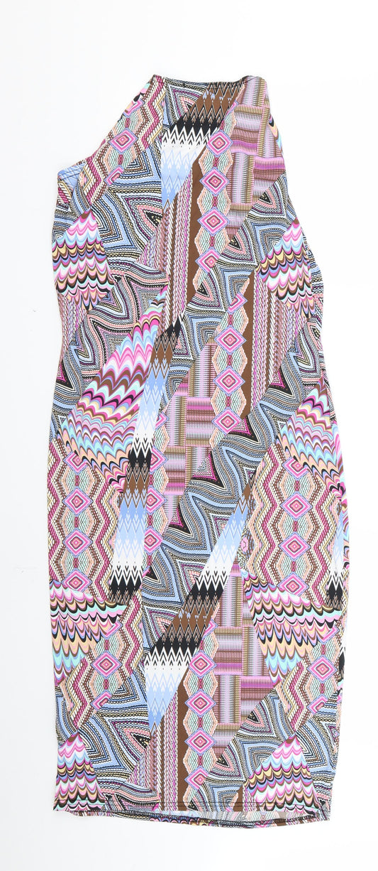 Preworn Womens Pink Paisley Sheath Size 10
