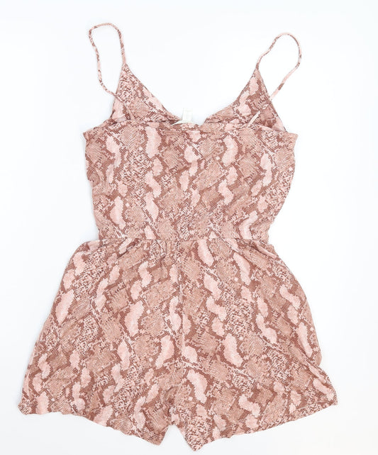 H&M Womens Beige Animal Print  Jumpsuit One-Piece Size XS L3 in