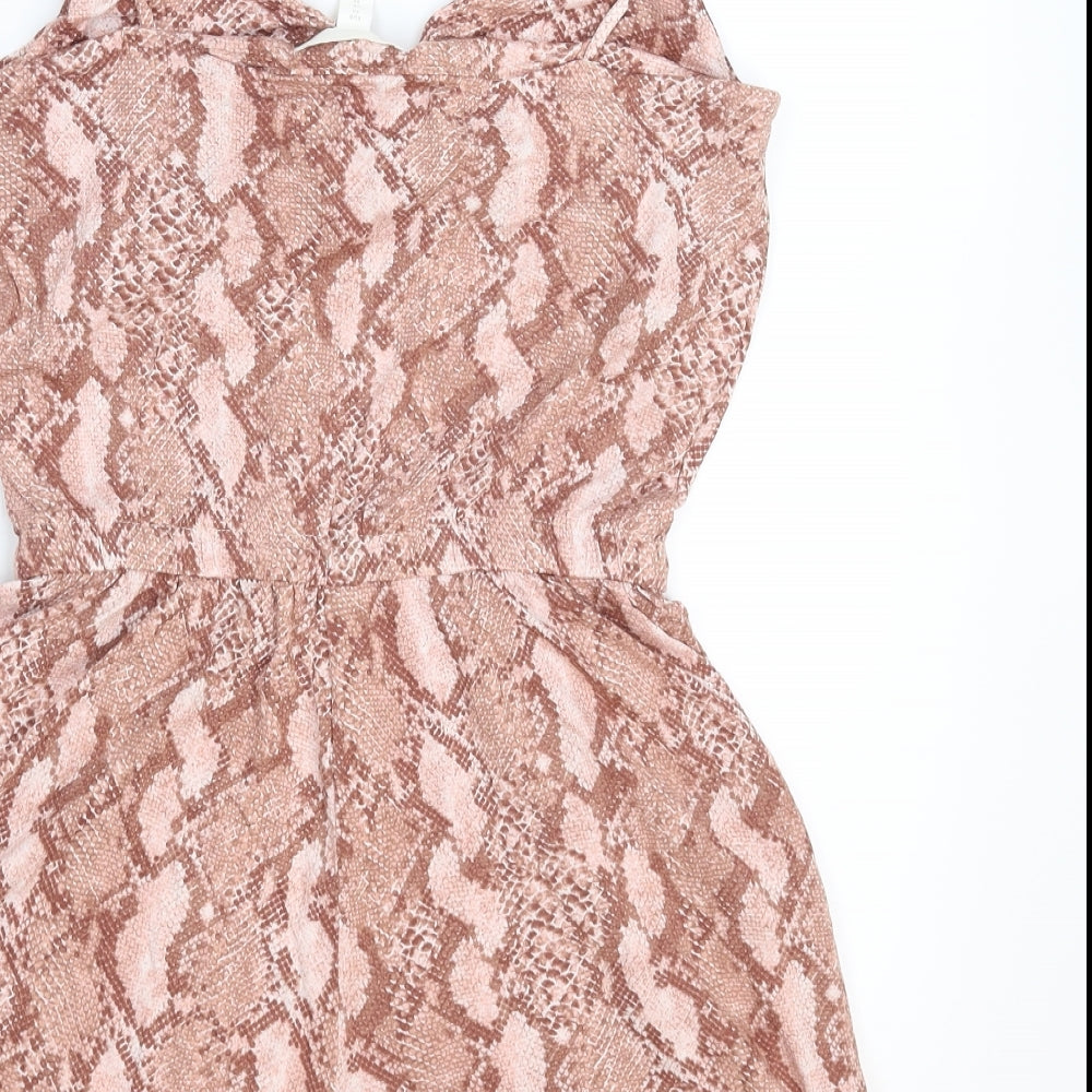 H&M Womens Beige Animal Print  Jumpsuit One-Piece Size XS L3 in