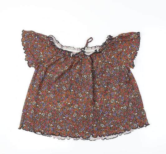 Primark Womens Orange Floral Basic Blouse Size M
