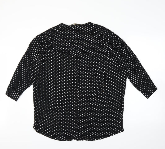 Quiz Womens Black Polka Dot Basic Blouse Size M