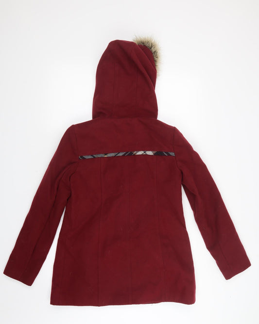 Miss Selfridge Womens Red Pea Coat Coat Size 6