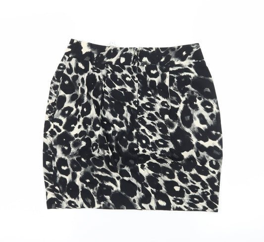 New Look Womens Black Geometric Jersey A-Line Skirt Size 8