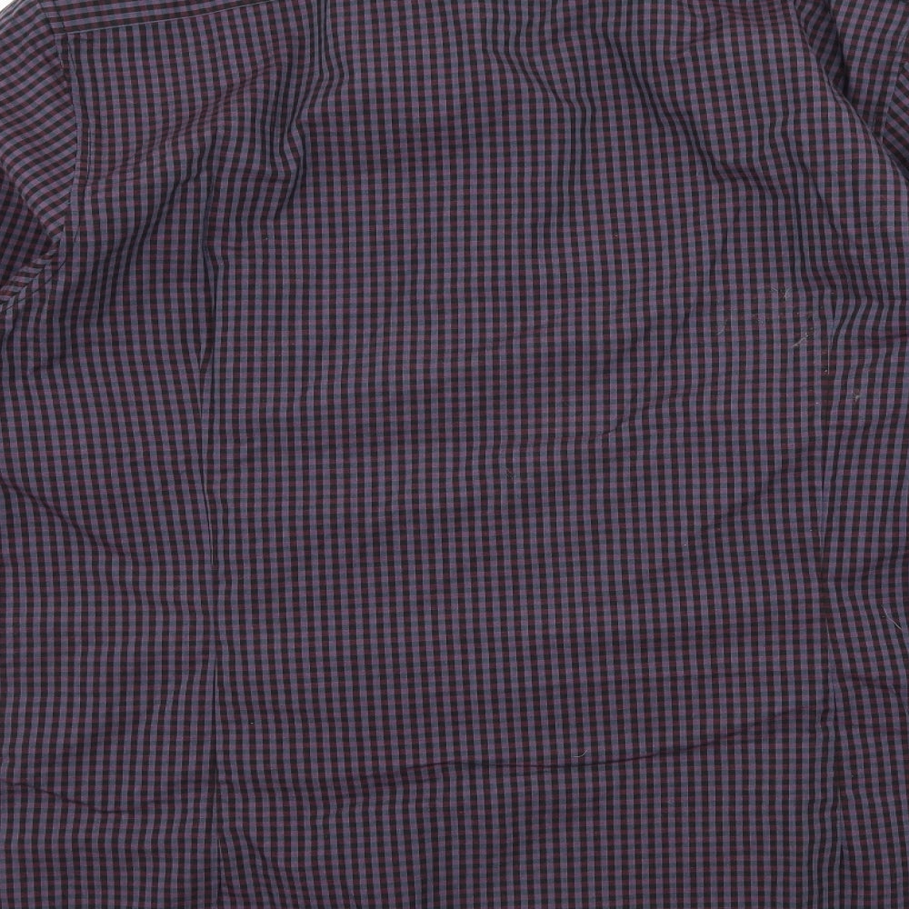 Red Herring Mens Purple Check Button-Up Size 16