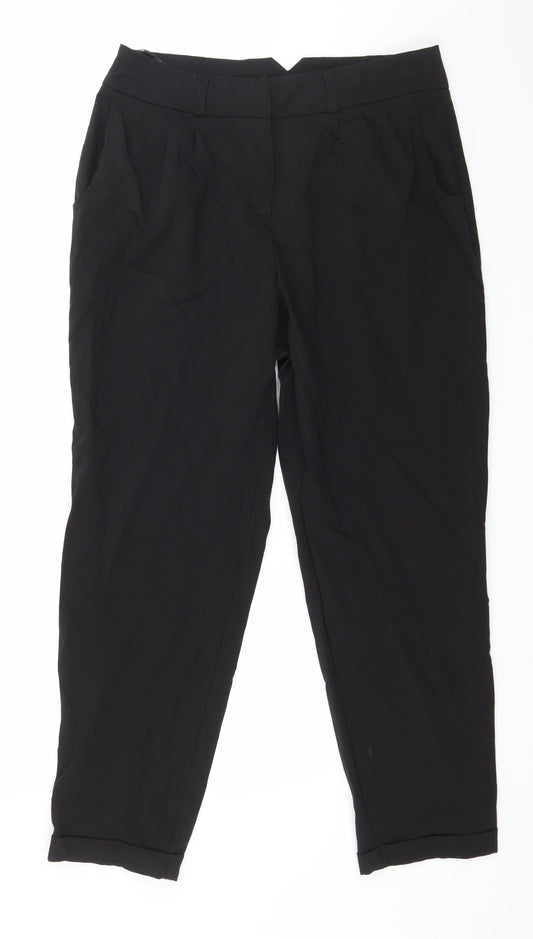 Womens UK Size 12 Warehouse Regular Fit Black Trousers
