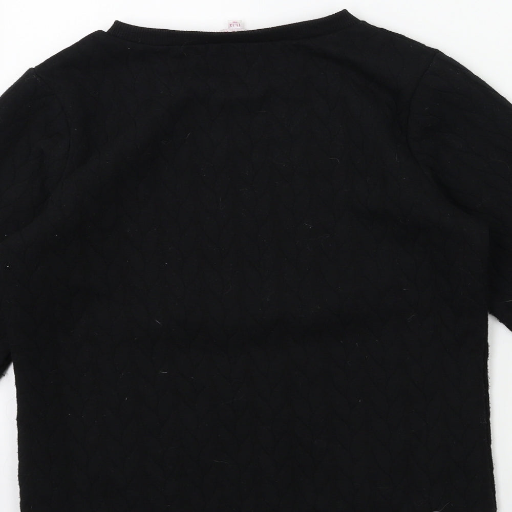 MISS EVIE Girls Black Pullover Sweatshirt Size 11-12 Years - CHRISTMAS