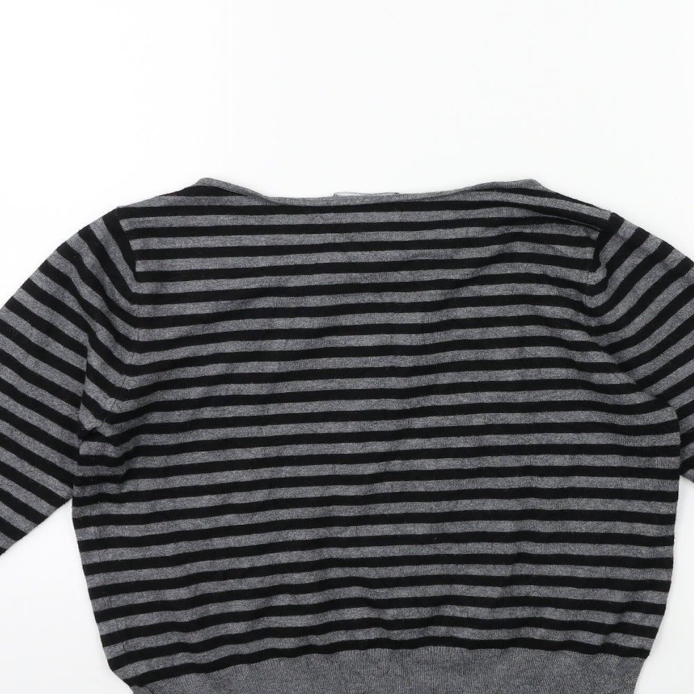 Debenhams Womens Grey Striped Knit Pullover Jumper Size 12