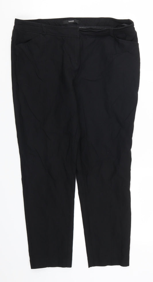 Womens UK Size 12 George Regular Fit Black Trousers