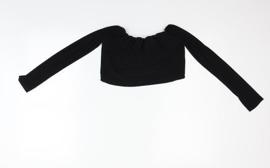 Womens UK Size 12 PRETTYLITTLETHING Black Basic Blouse