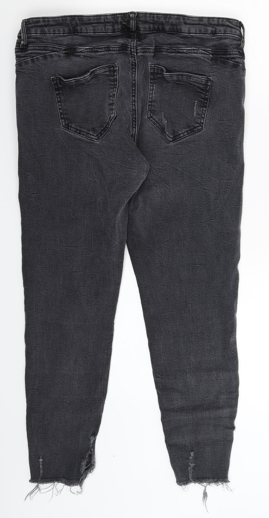 Denim & Co. Womens Grey Denim Skinny Jeans Size 14 L24 in