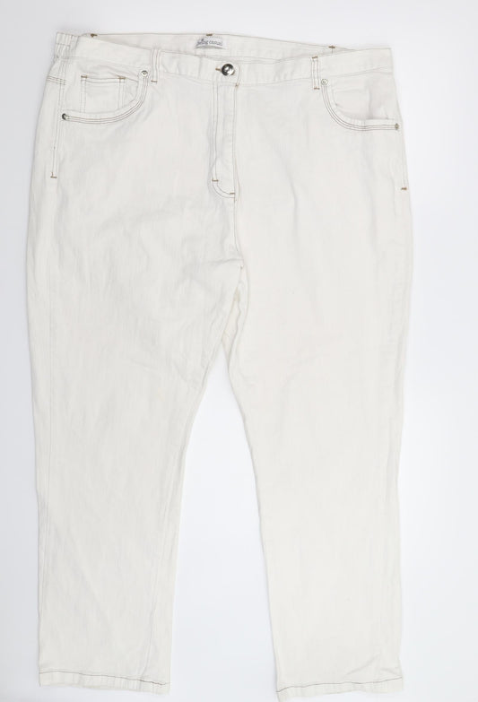 Womens UK Size 42 in Being Casual Regular Fit Straight White Jeans