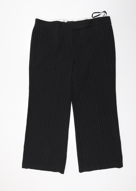 essence Womens Black Striped Trousers Size 18 L27 in