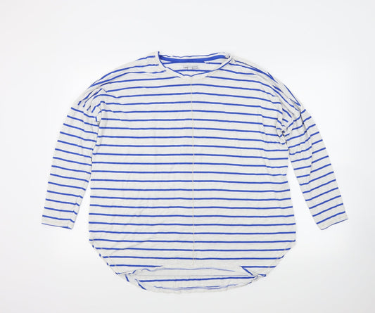 Capsule Womens White Striped Pullover Jumper Size 14