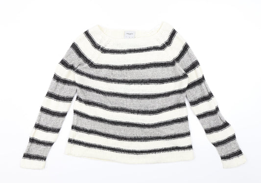 Vera Moda Womens White Striped Pullover Jumper Size M