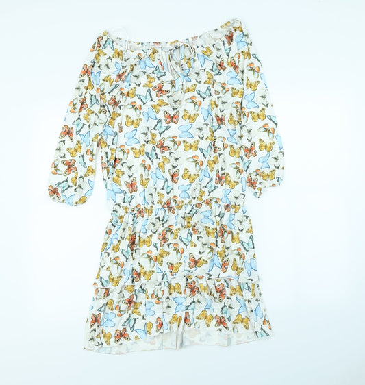 Body Flirt Womens White Animal Print Fit & Flare Size XS - Butterflies