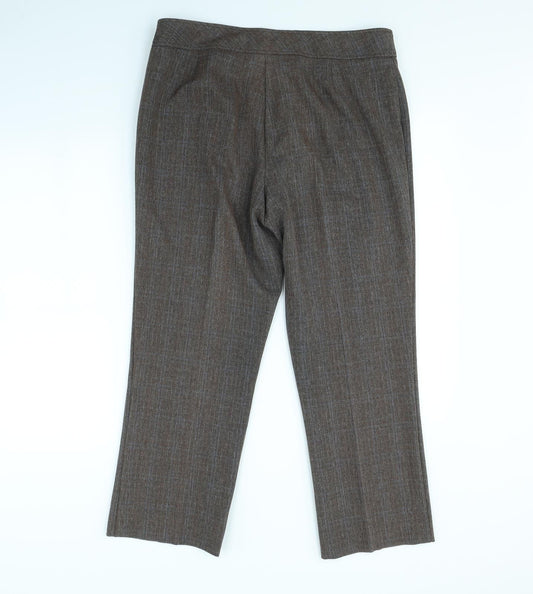 Mia Moda Womens Brown Trousers Size 14 L30 in