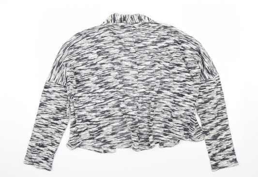 VERO MODA Womens Grey Animal Print Knit Cardigan Jumper Size L - Cropped