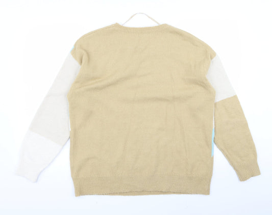 Damart Mens Beige Striped Pullover Jumper Size M