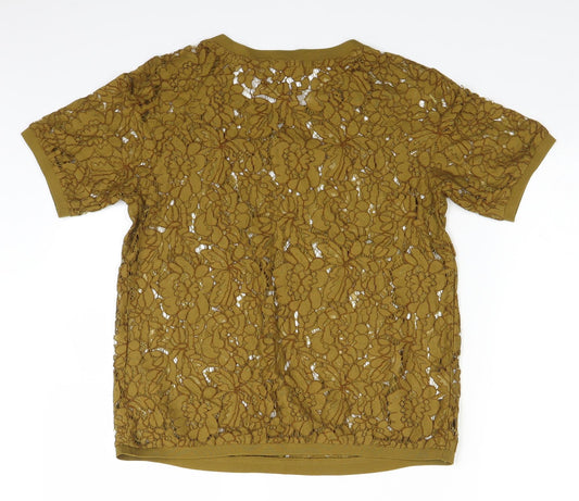 Promod Womens Yellow Basic T-Shirt Size 8