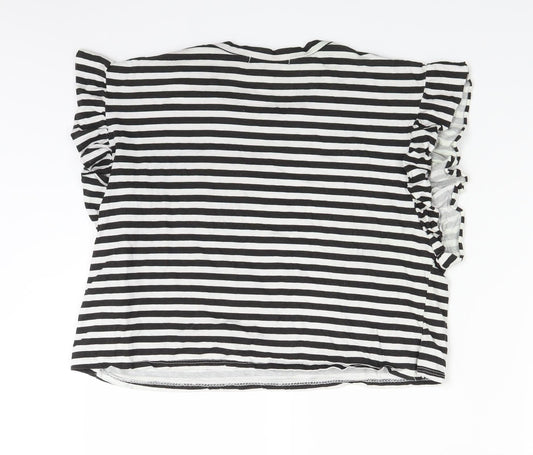 Boohoo Womens Black Striped Basic T-Shirt Size 10