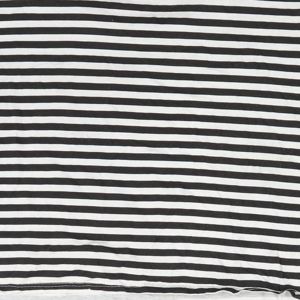 Boohoo Womens Black Striped Basic T-Shirt Size 10