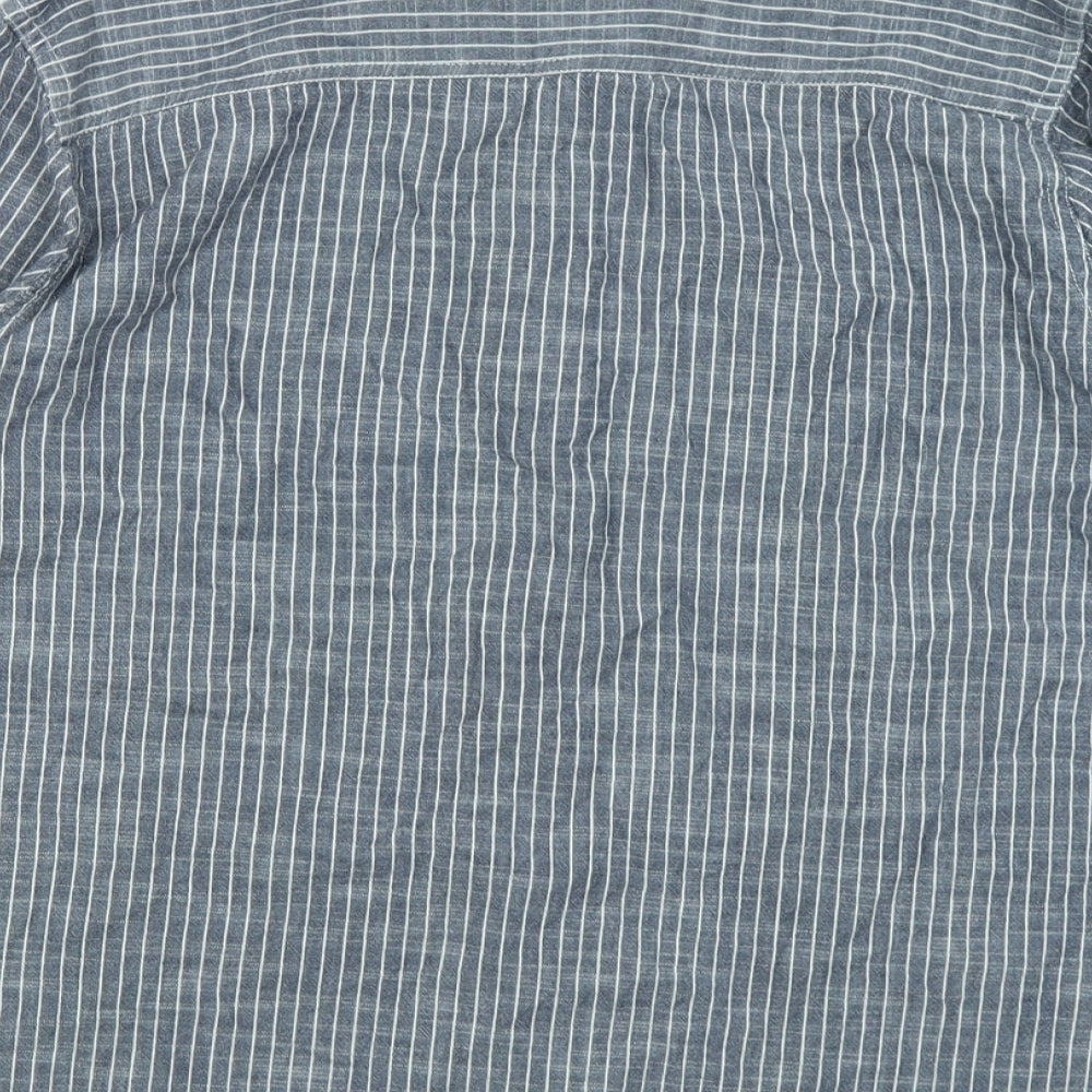 Mens UK Size M Peacocks Grey Button-Up Long Sleeve Casual Shirt