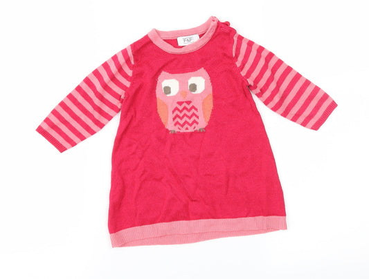 F&F Girls Pink Fair Isle A-Line Size 3-6 Months