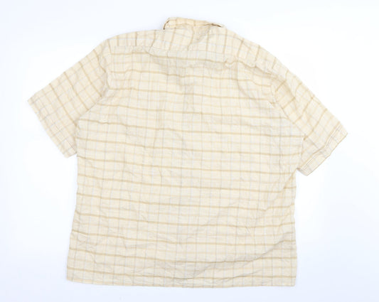 Mens UK Size XL Leisure Beige Button-Up Short Sleeve Casual Shirt