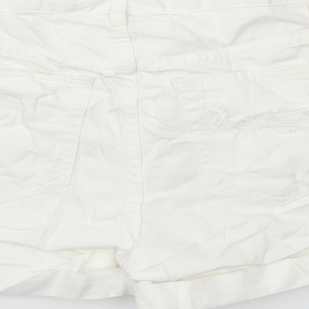 Topshop Womens White Cut-Off Shorts Size 6