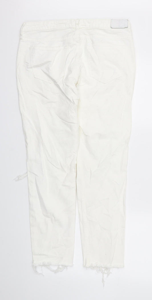 Womens UK Size 34 H&M Regular Fit Straight White Jeans