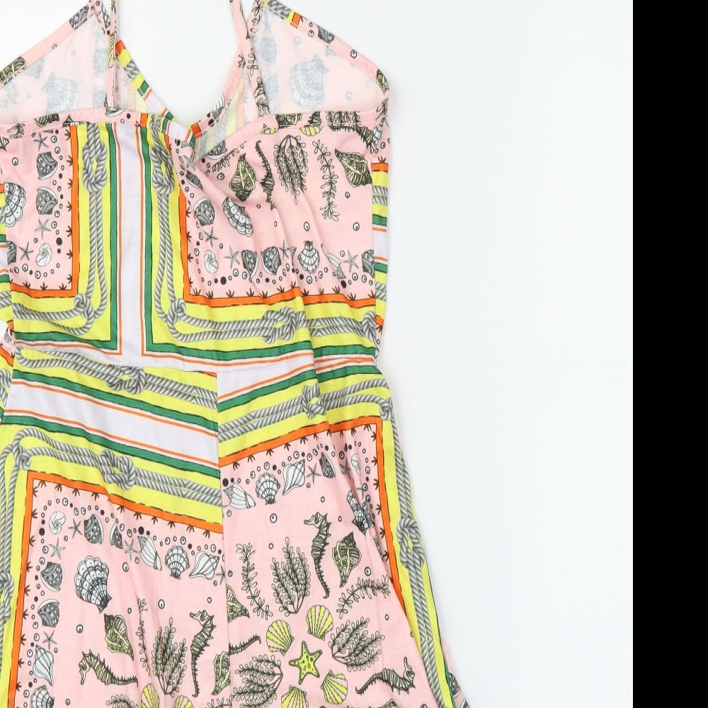 Boohoo Womens Pink Batik Romper One-Piece Size 12