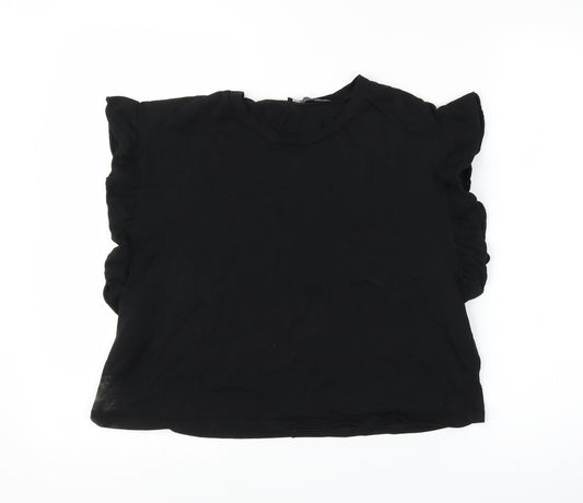 Womens UK Size 10 Boohoo Black Cropped T-Shirt