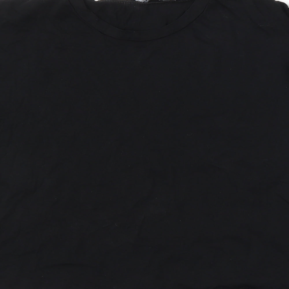 Boohoo Womens Black Cropped T-Shirt Size 10