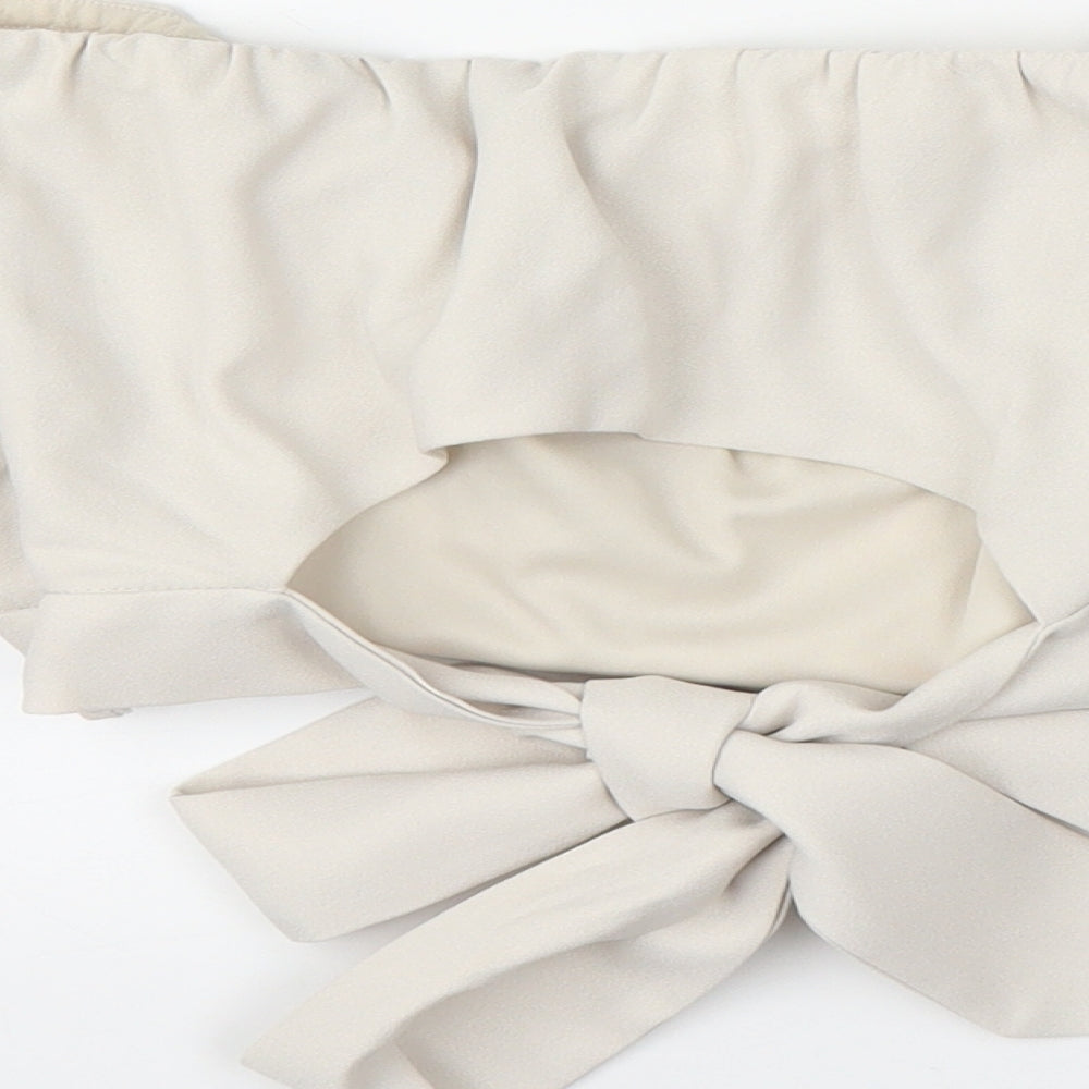 Womens UK Size 8 River Island Beige Cropped Blouse