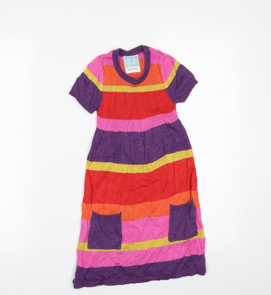 John Lewis Girls Multicoloured Striped Jumper Dress Size 5 Years