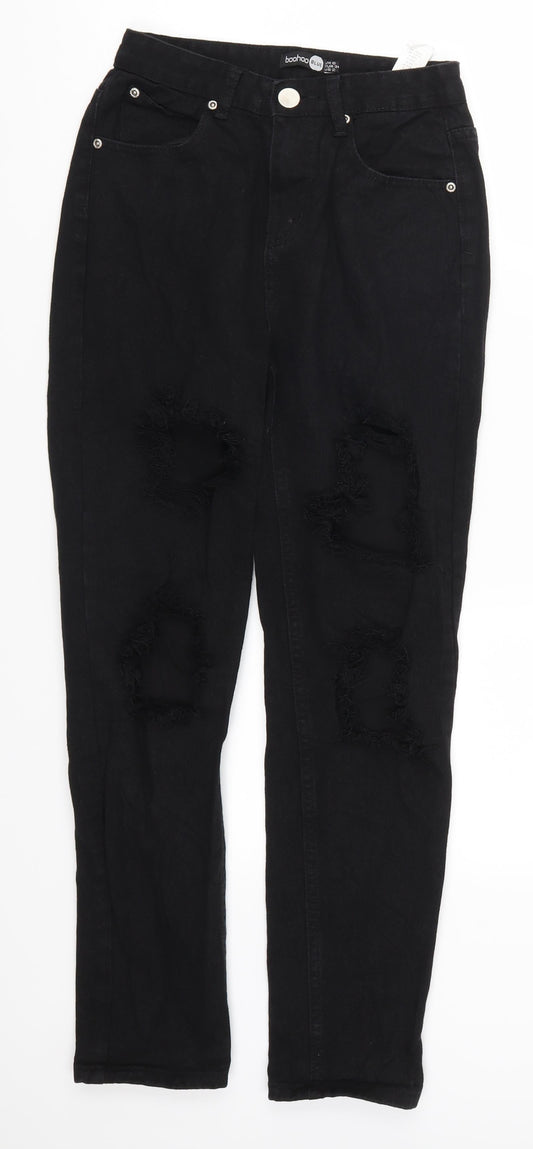 Womens UK Size 6 Boohoo Regular Fit Mom Black Jeans