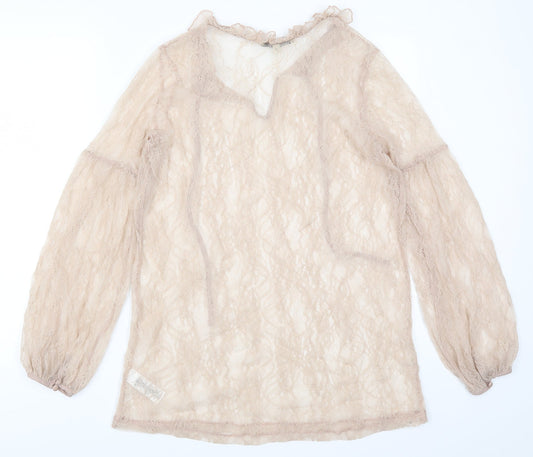 Womens UK Size 12 NEXT Beige Basic Blouse