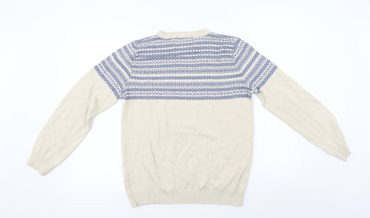 River Island Mens Beige Striped Pullover Jumper Size S